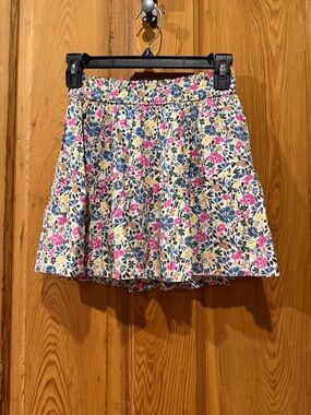 GAP Cream Floral Tiered Skirt with Pink & Blue Flowers